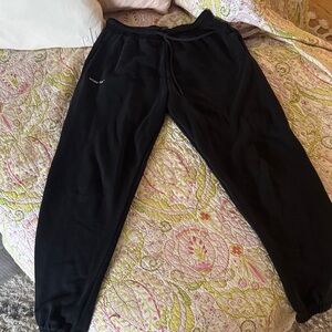 Black White Fox Sweatpants with Drawstring Waist